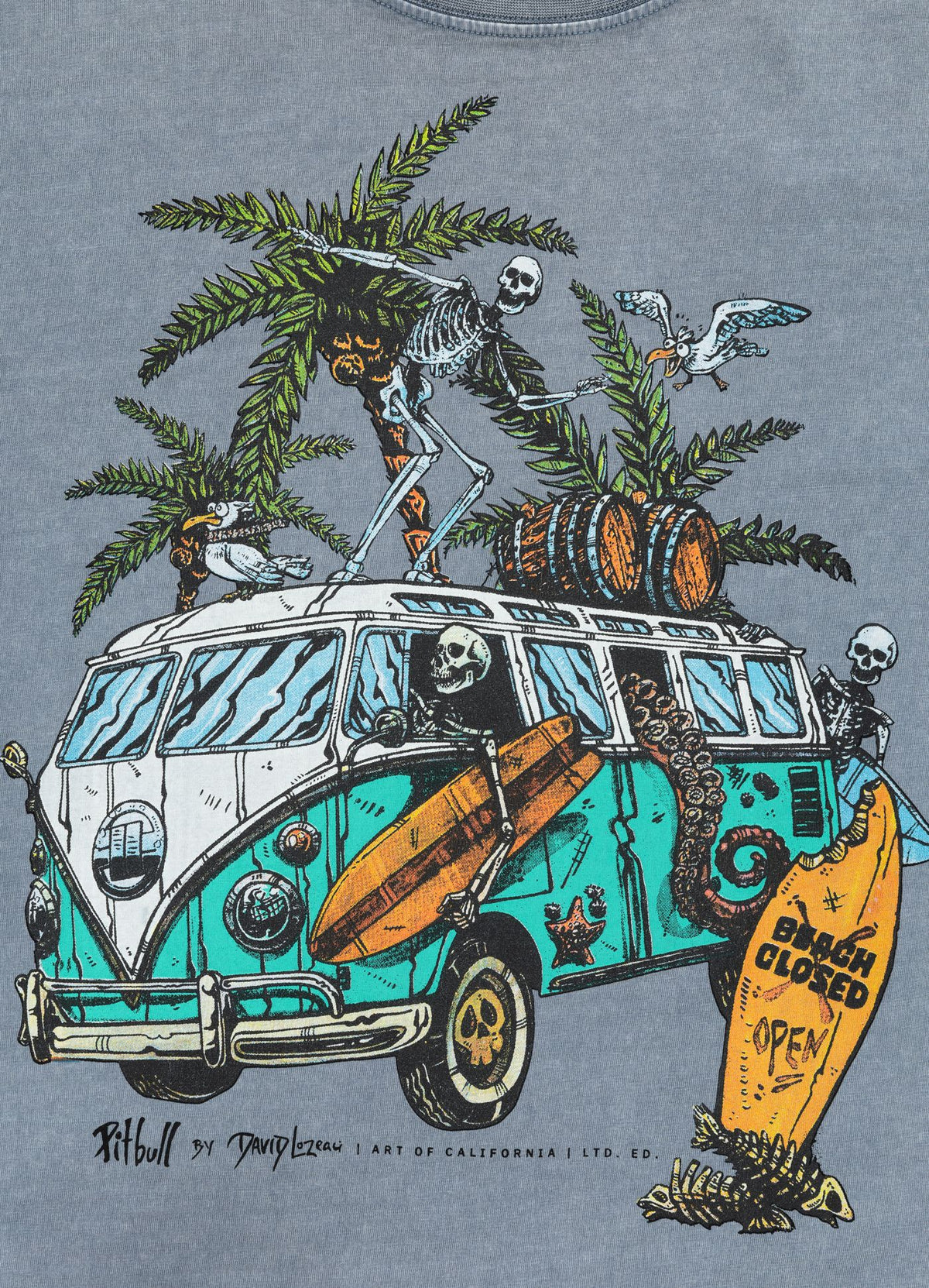 Men&#39;s T-Shirt Denim Washed OPEN BEACH - Light blue