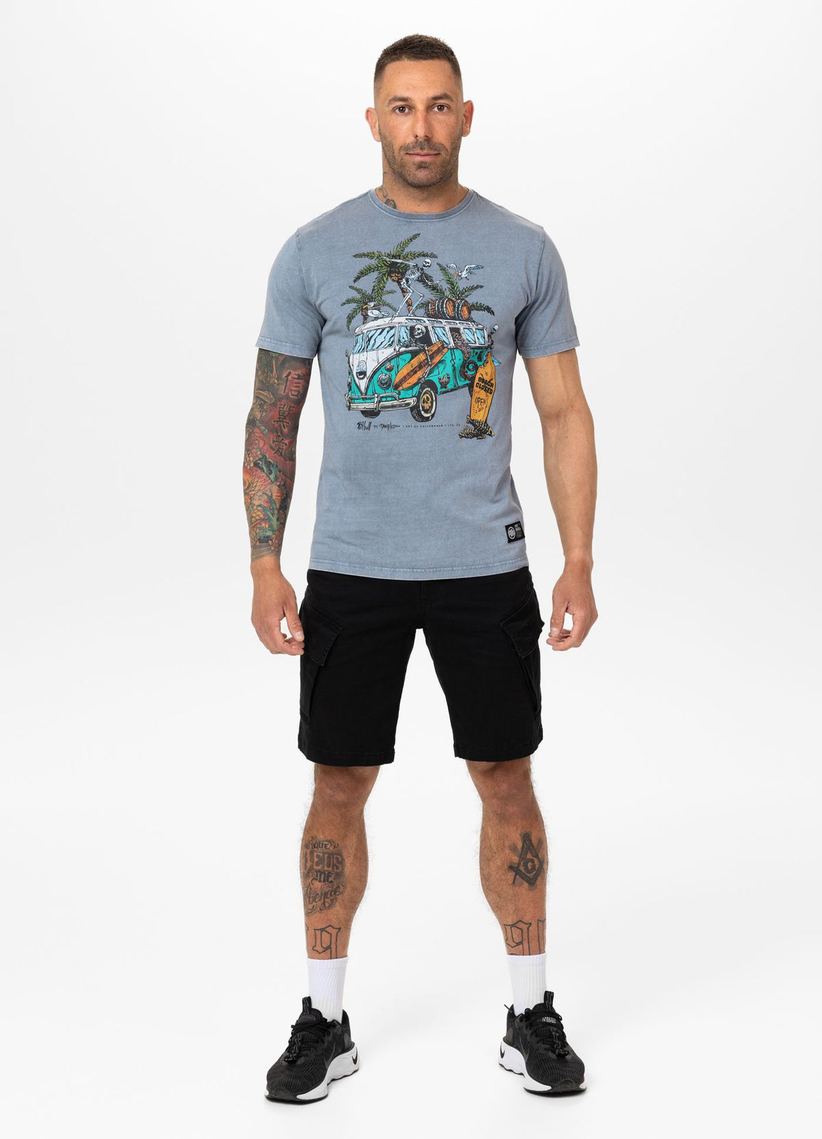 Men&#39;s T-Shirt Denim Washed OPEN BEACH - Light blue