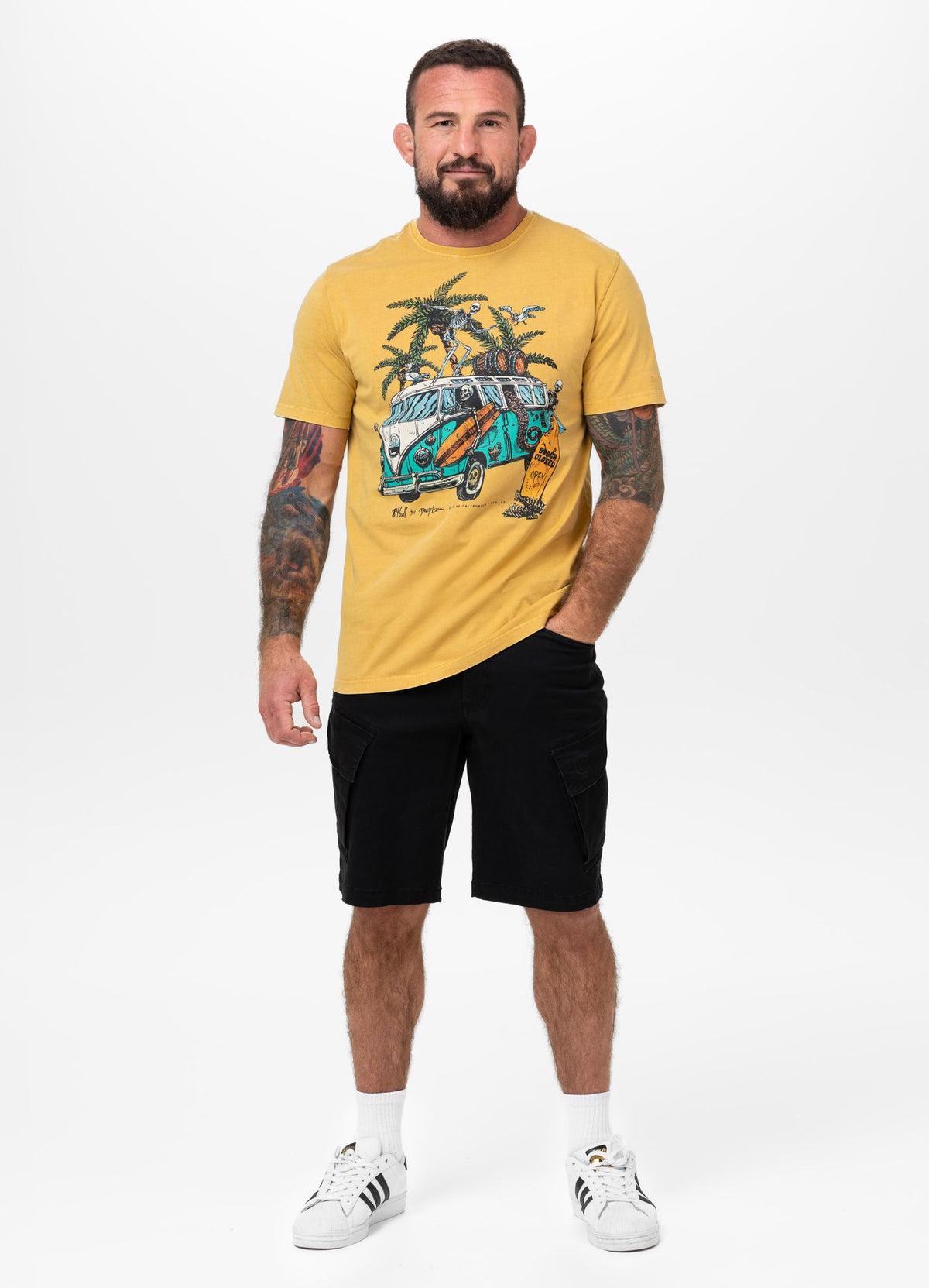 Men&#39;s T-Shirt Denim Washed OPEN BEACH - Yellow