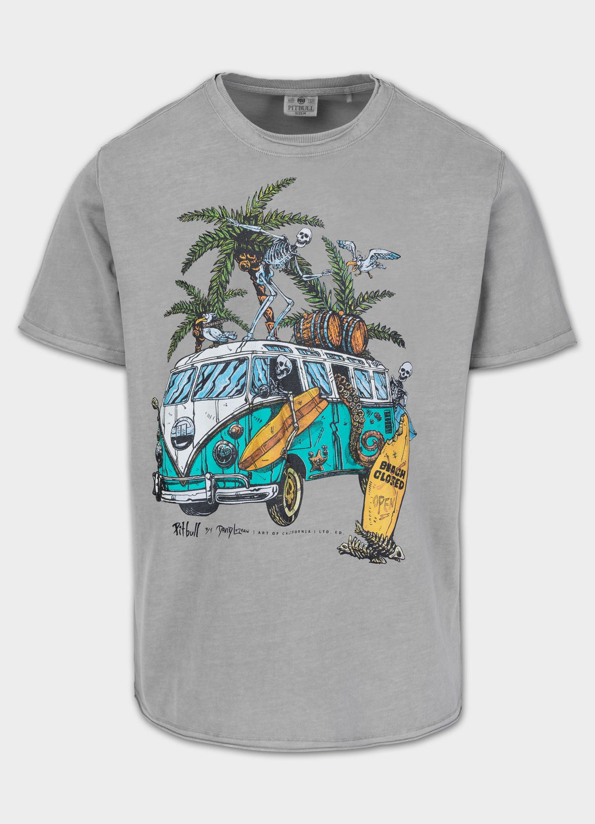 Men&#39;s T-Shirt Denim Washed Raw OPEN BEACH - Gray