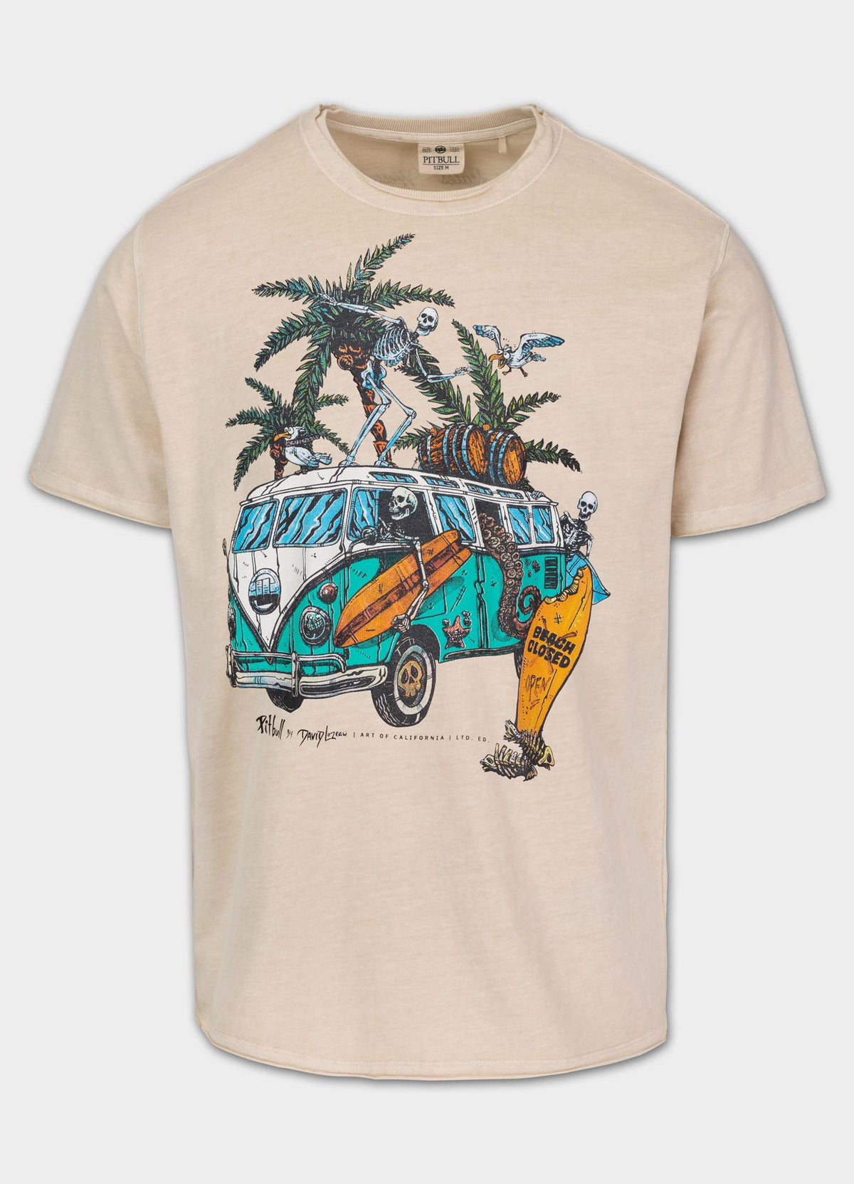 Men&#39;s T-Shirt Denim Washed Raw OPEN BEACH - Light sand