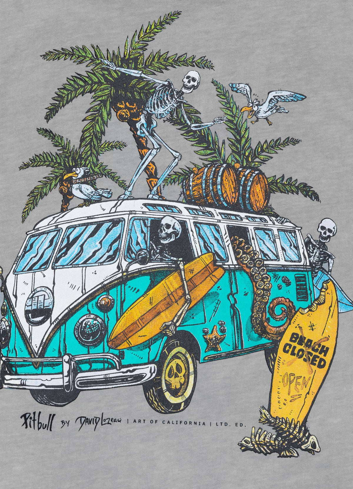 Men&#39;s T-Shirt Denim Washed Raw OPEN BEACH - Gray