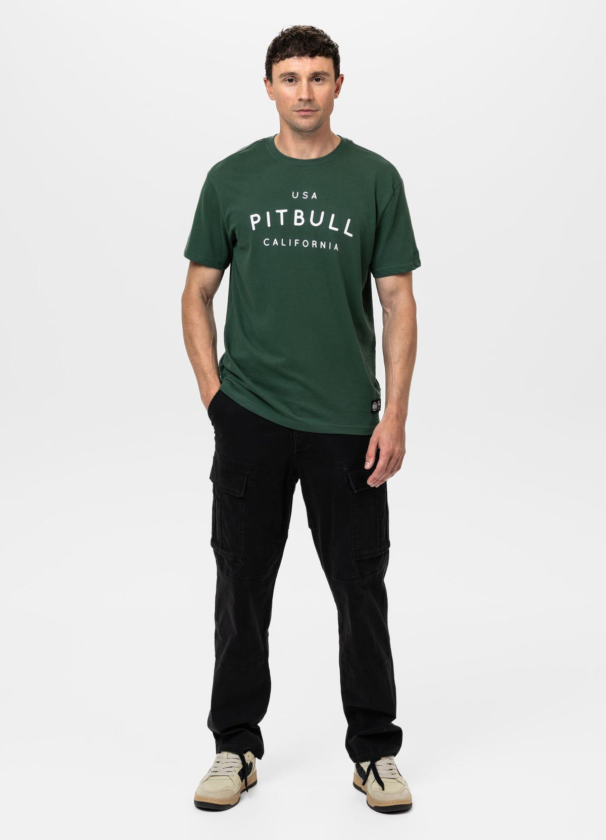 Men's T-Shirt Garment Washed USA CAL - Dark green