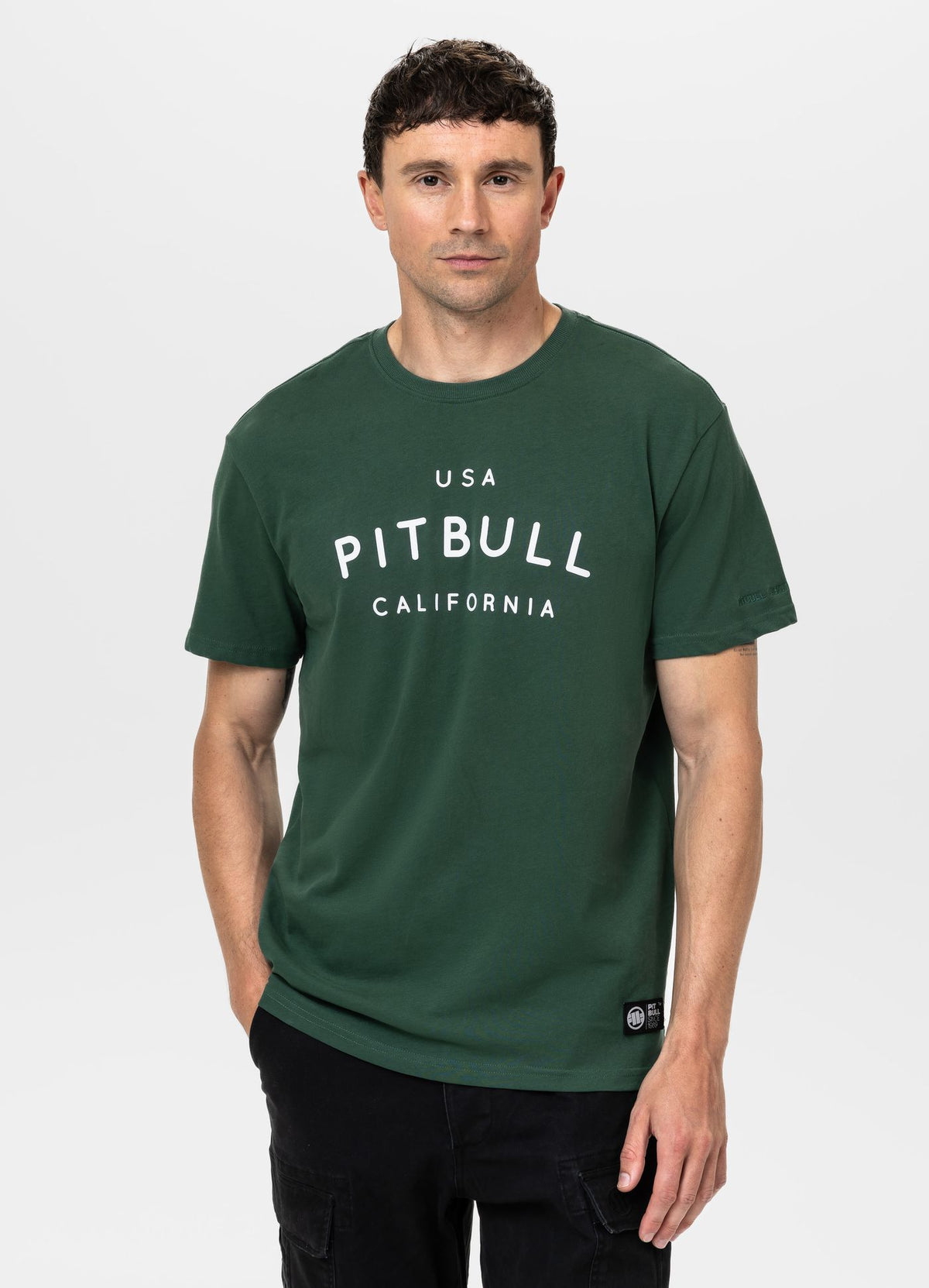 Men's T-Shirt Garment Washed USA CAL - Dark green