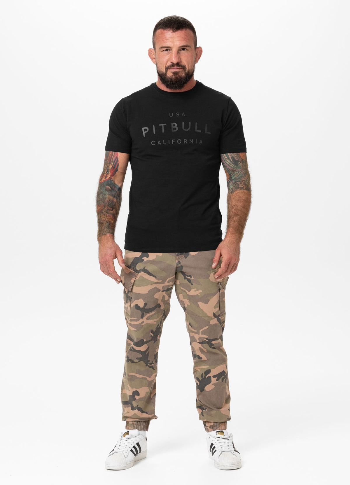 Men&#39;s T-Shirt Slim Fit USA CAL - Black