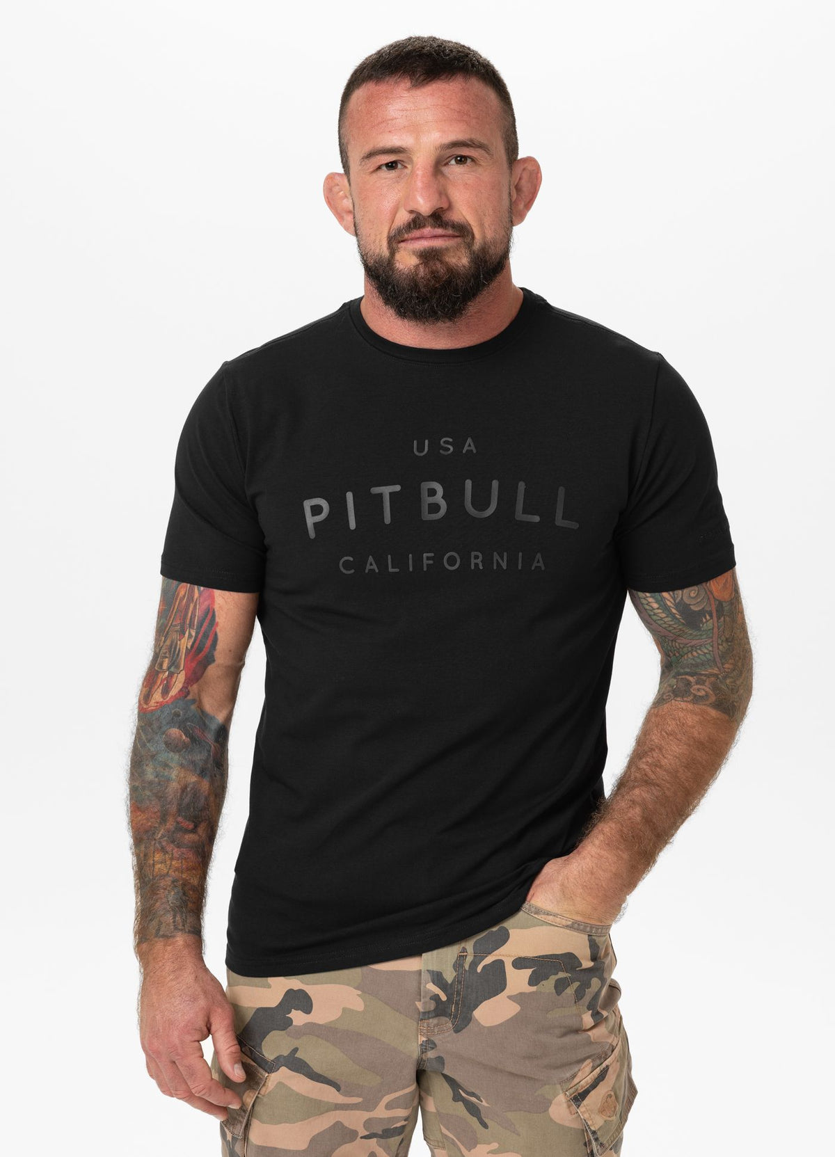 Men&#39;s T-Shirt Slim Fit USA CAL - Black