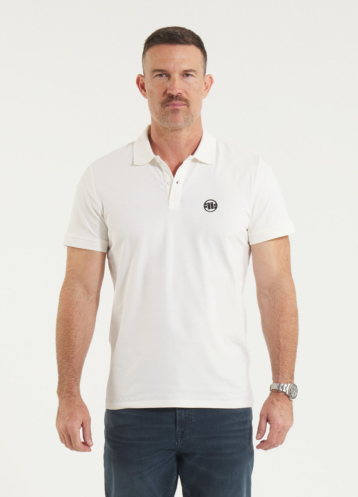 Men&#39;s Polo shirt Jersey Slim Fit Small Logo - Offwhite