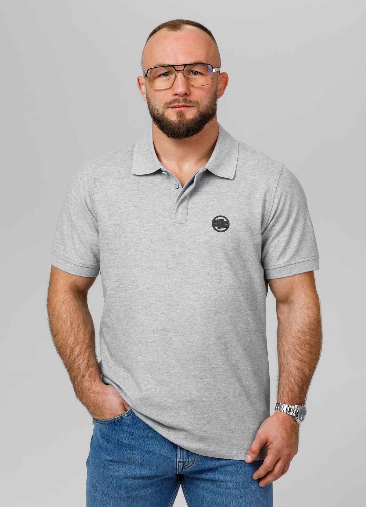 Men&#39;s Polo shirt Pique Rockey - Gray Melange