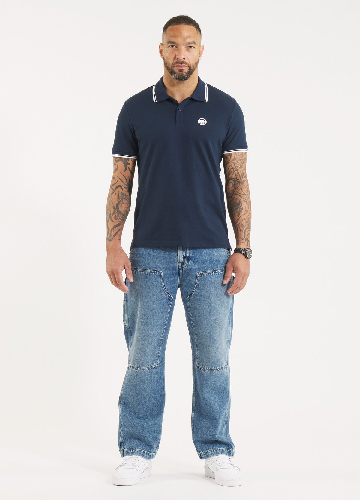 Men's Polo shirt Pique Stripes Regular - Navy