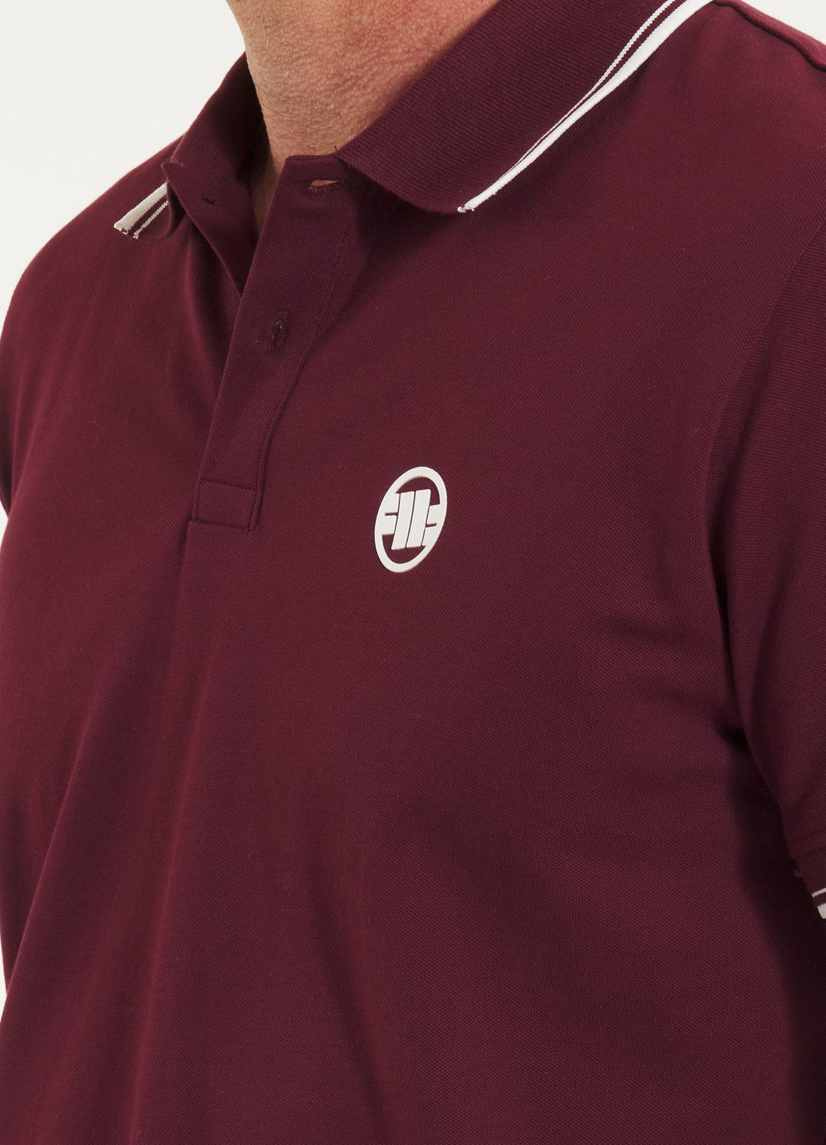 Men&#39;s Polo shirt Pique Stripes Regular - Dark burgundy