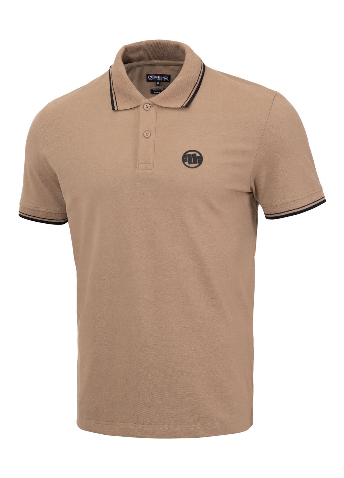 Men's Polo shirt Pique Stripes Regular - Coyote brown
