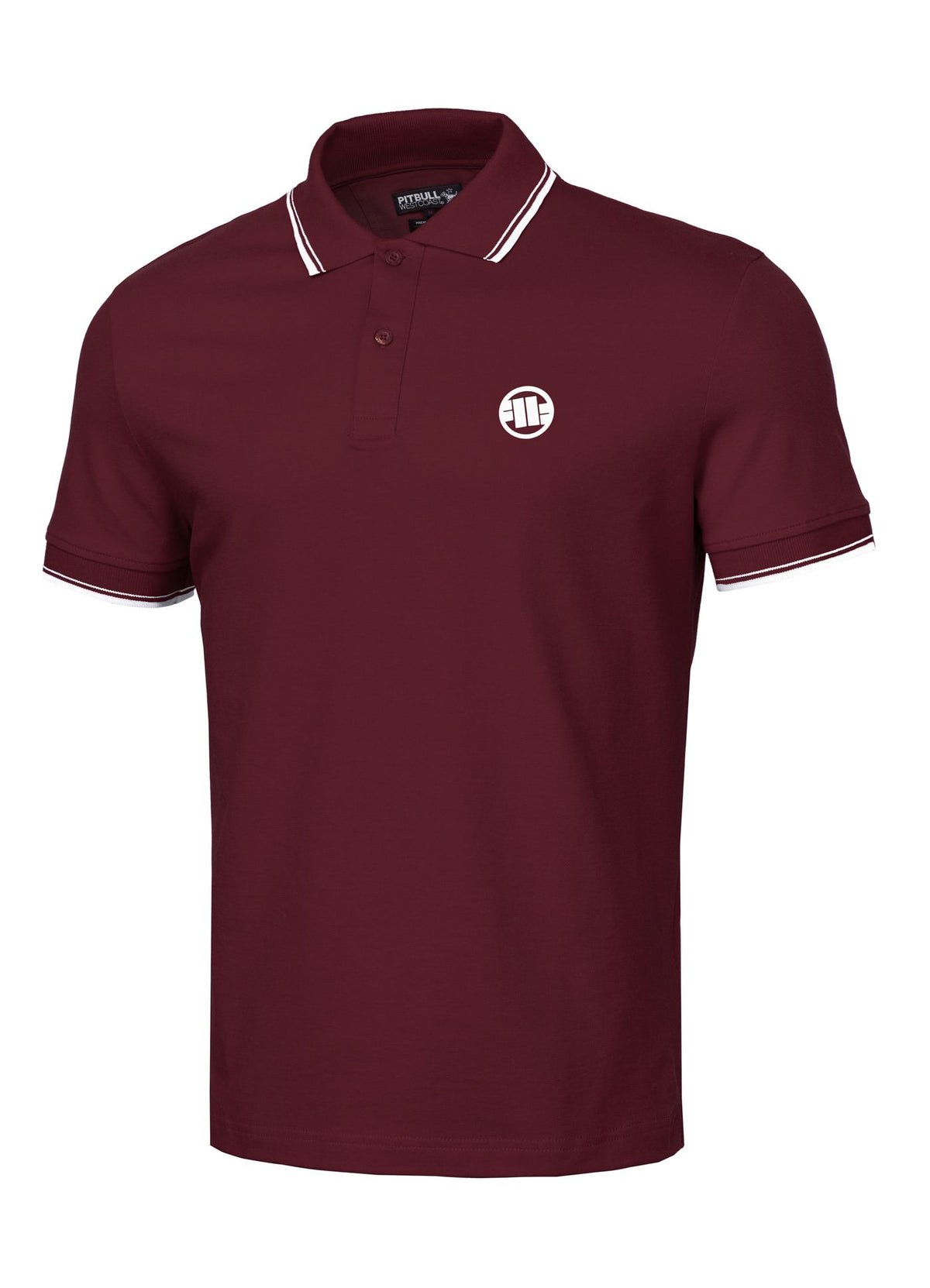 Men&#39;s Polo shirt Pique Stripes Regular - Dark burgundy