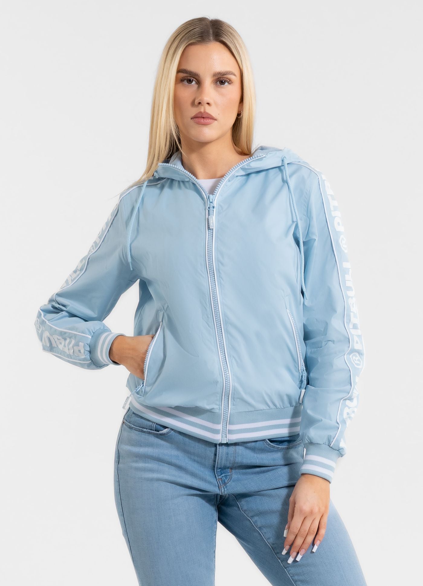 Women's hooded jacket WHITEWOOD - Light blue