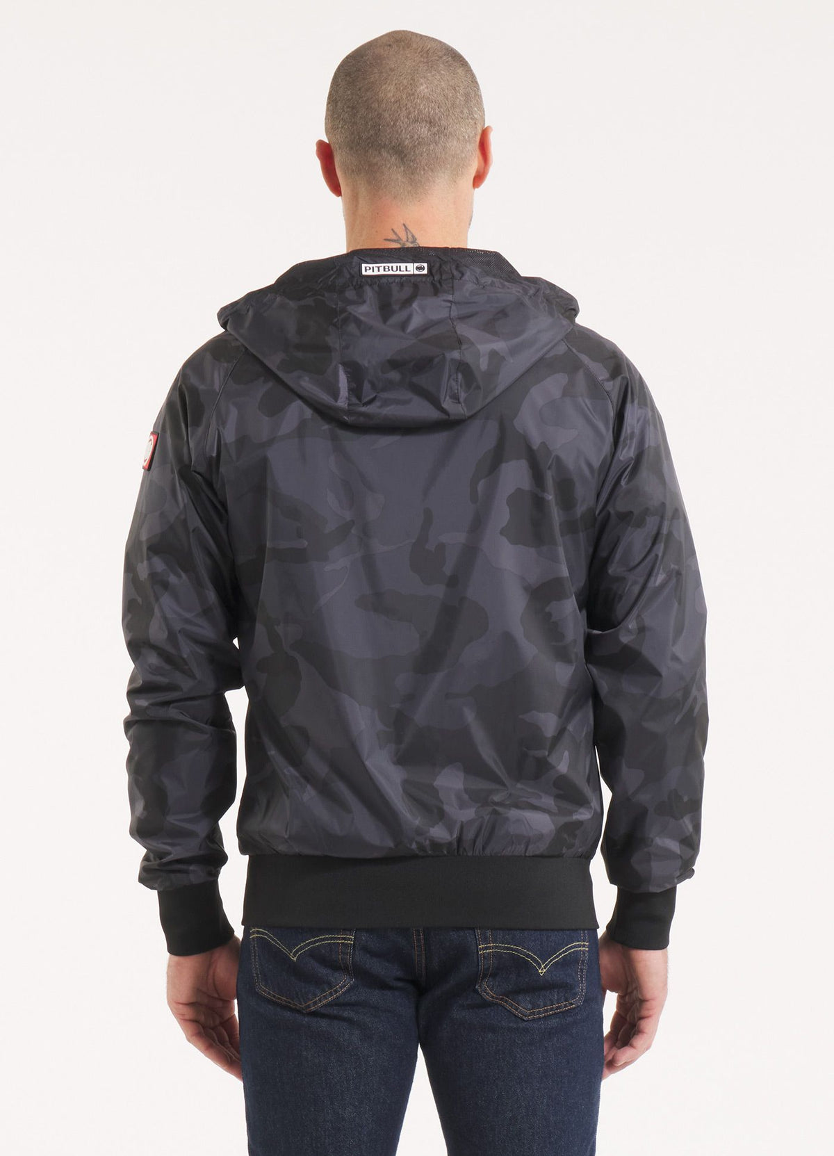 Men&#39;s hooded jacket Athletic Logo - All Black Camo
