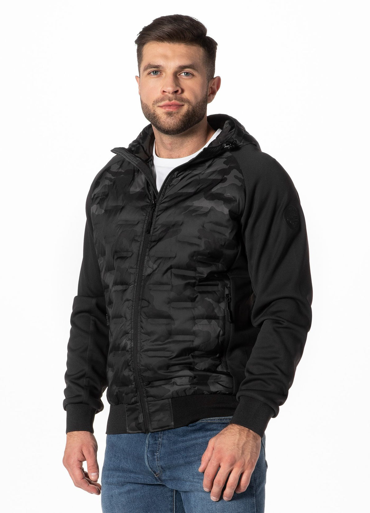 Men&#39;s hooded jacket Roxton - All Black Camo