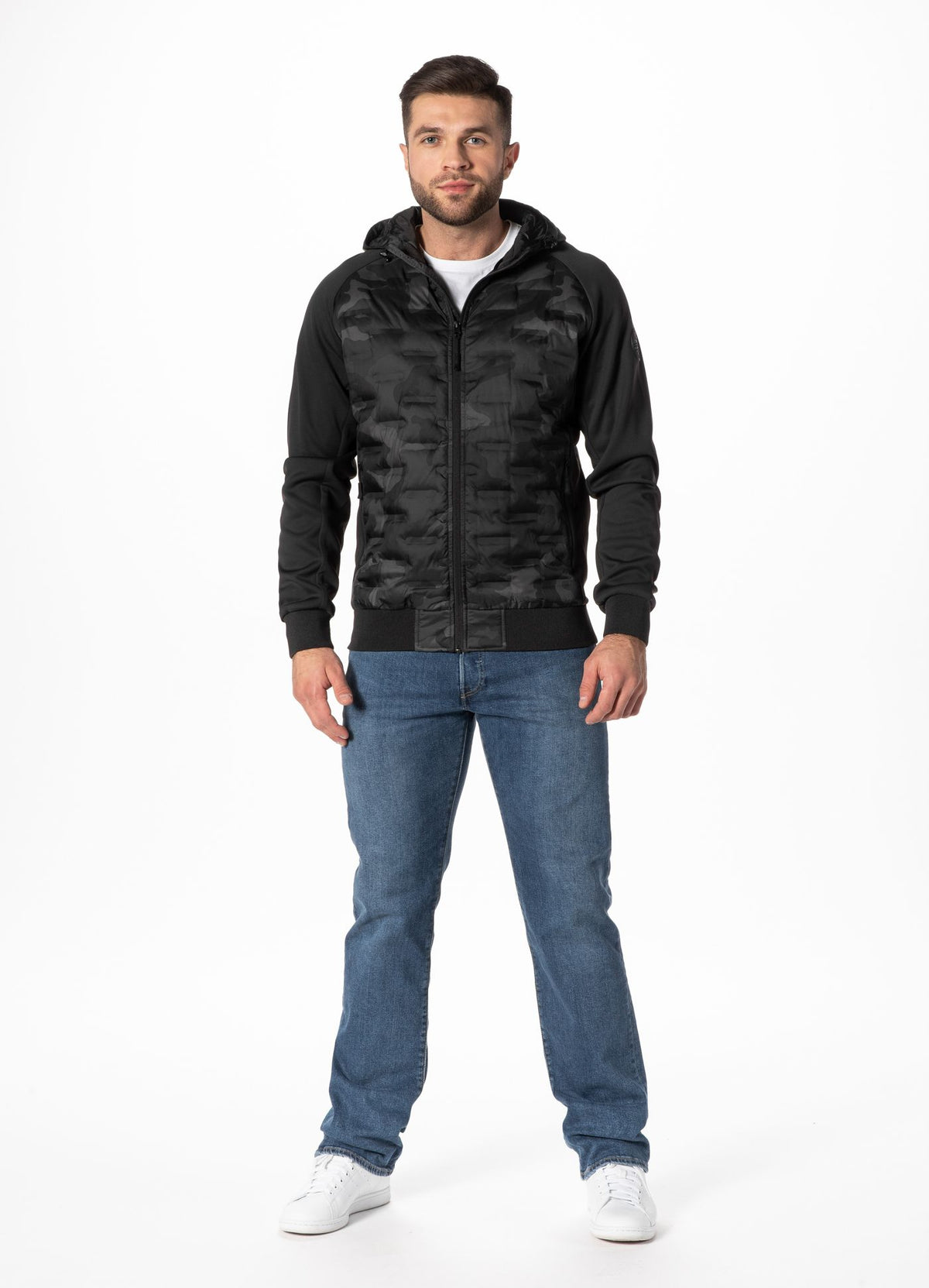 Men&#39;s hooded jacket Roxton - All Black Camo