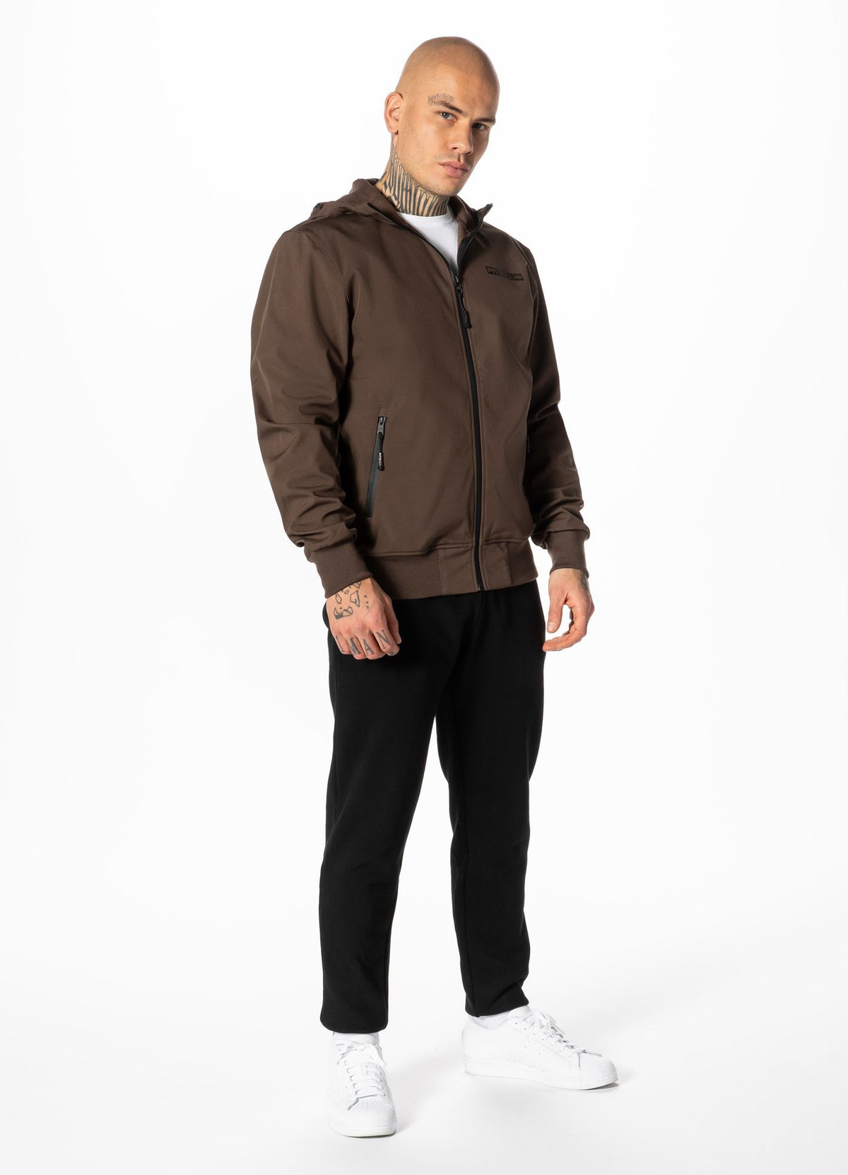 Men&#39;s hooded Softshell jacket Midway II - Dark brown