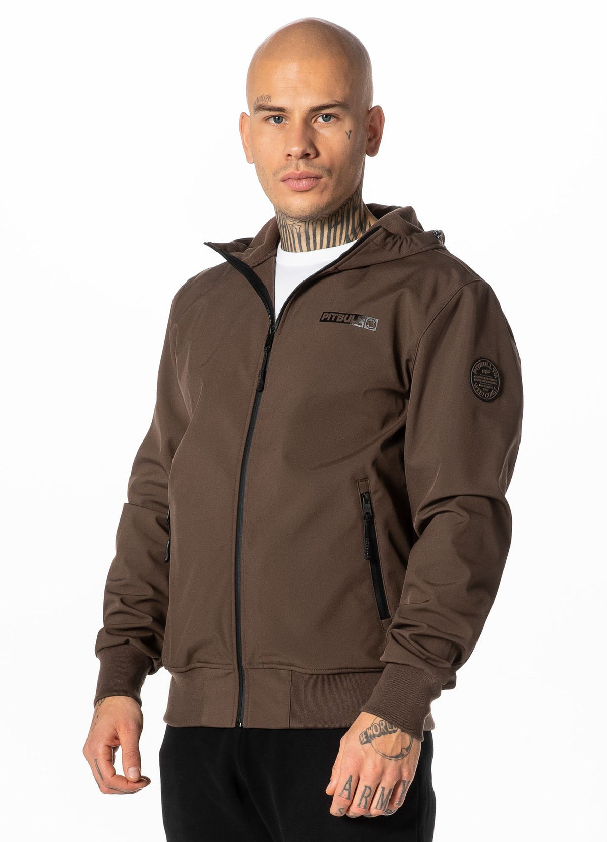 Men&#39;s hooded Softshell jacket Midway II - Dark brown