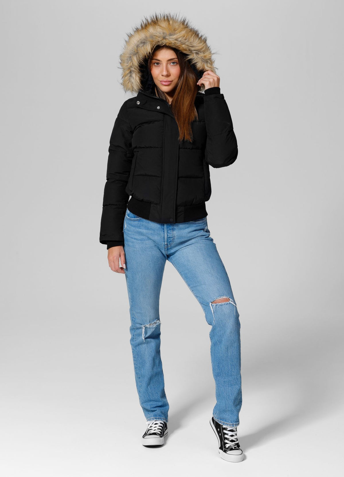 Quilted winter jacket with hood AZALEA