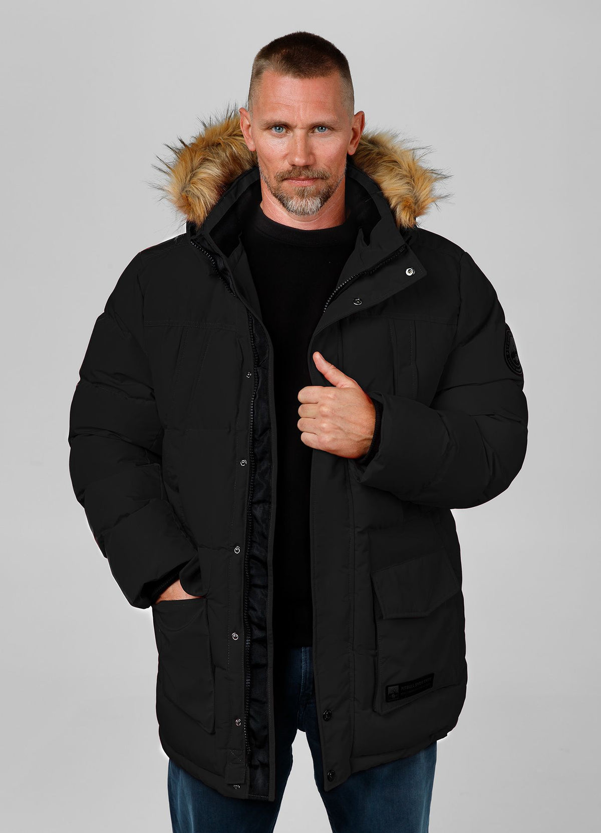 Quilted winter parka jacket with hood FOREST
