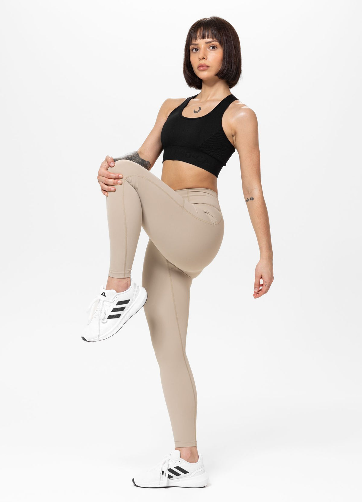Women's Sports Leggings AVENIDA - Light brown