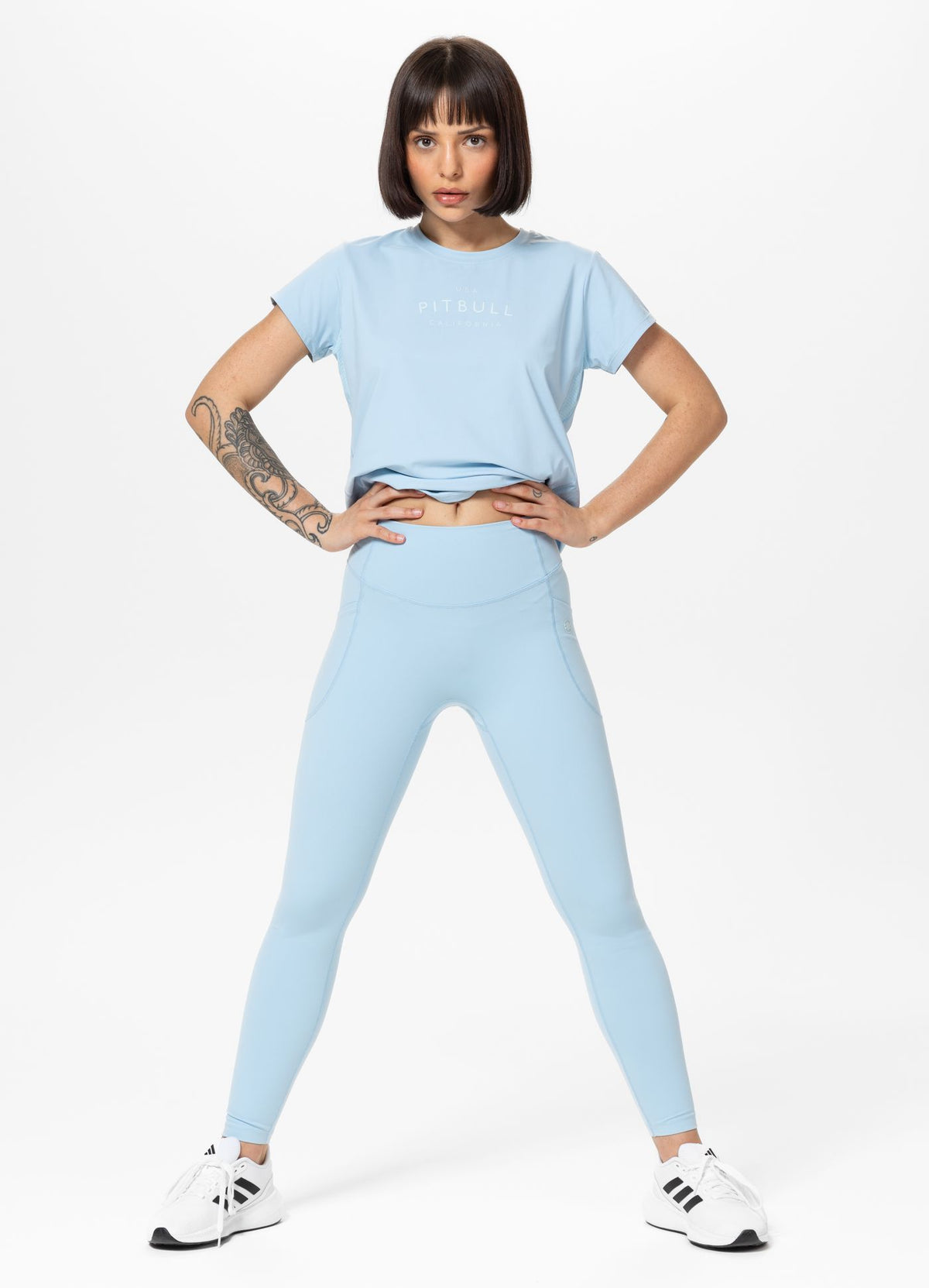 Women's Sports Leggings AVENIDA - Light blue