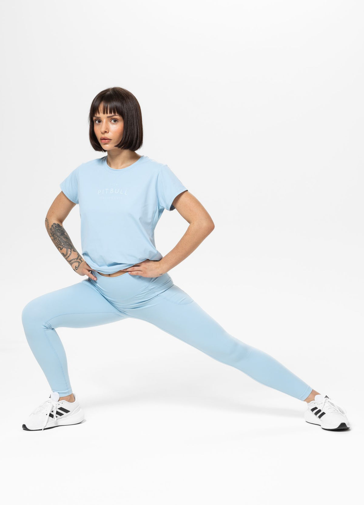 Women's Sports Leggings AVENIDA - Light blue