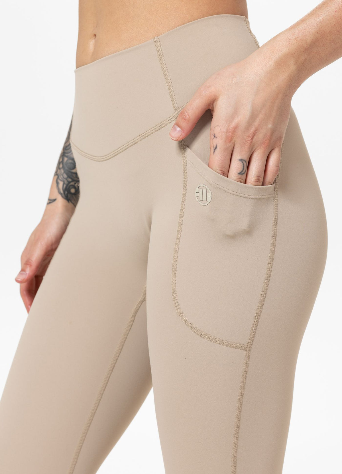 Women's Sports Leggings AVENIDA - Light brown