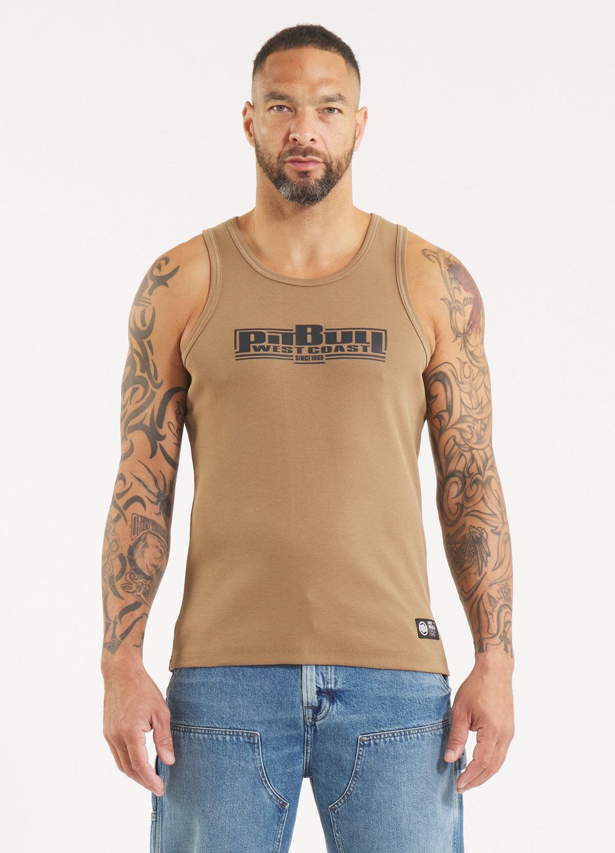 Men's Tank Top Rib BOXING - Coyote brown