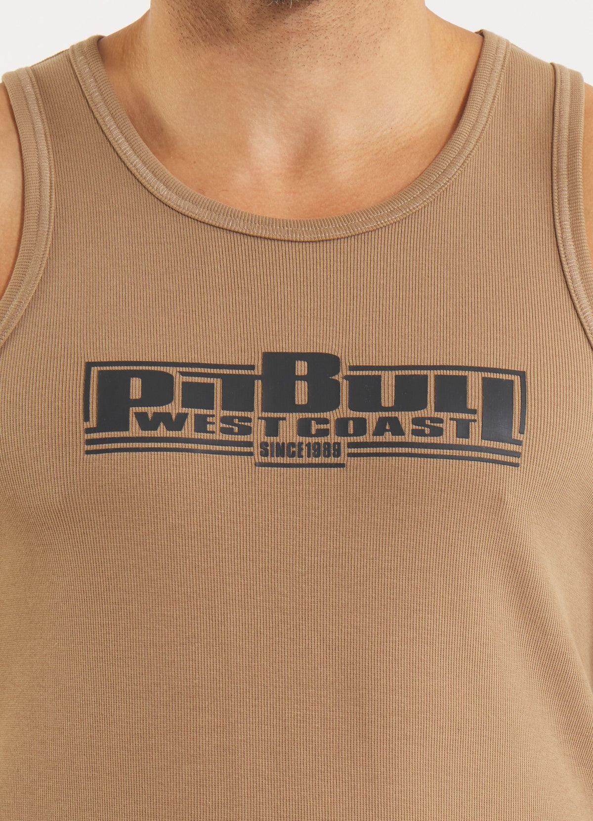 Men's Tank Top Rib BOXING - Coyote brown