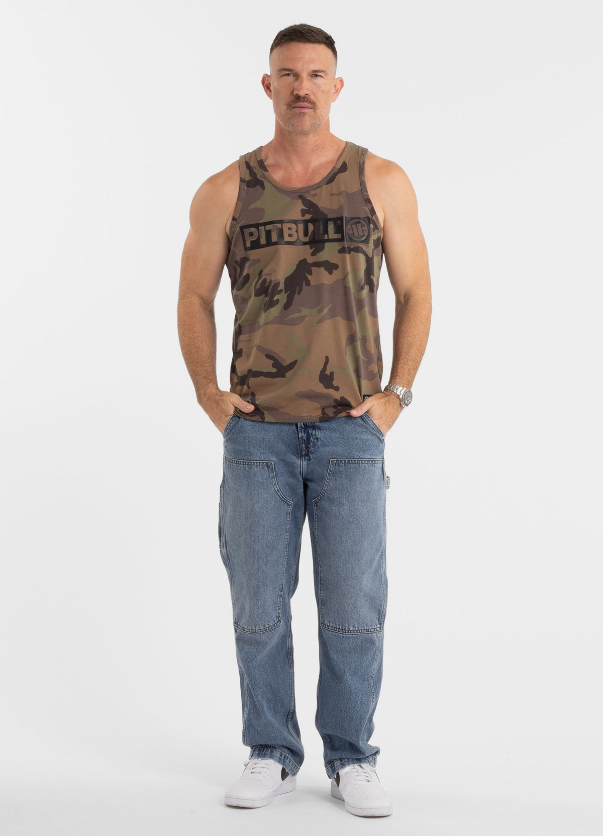 Men&#39;s Tank Top Slim Fit Hilltop - Woodland Camo