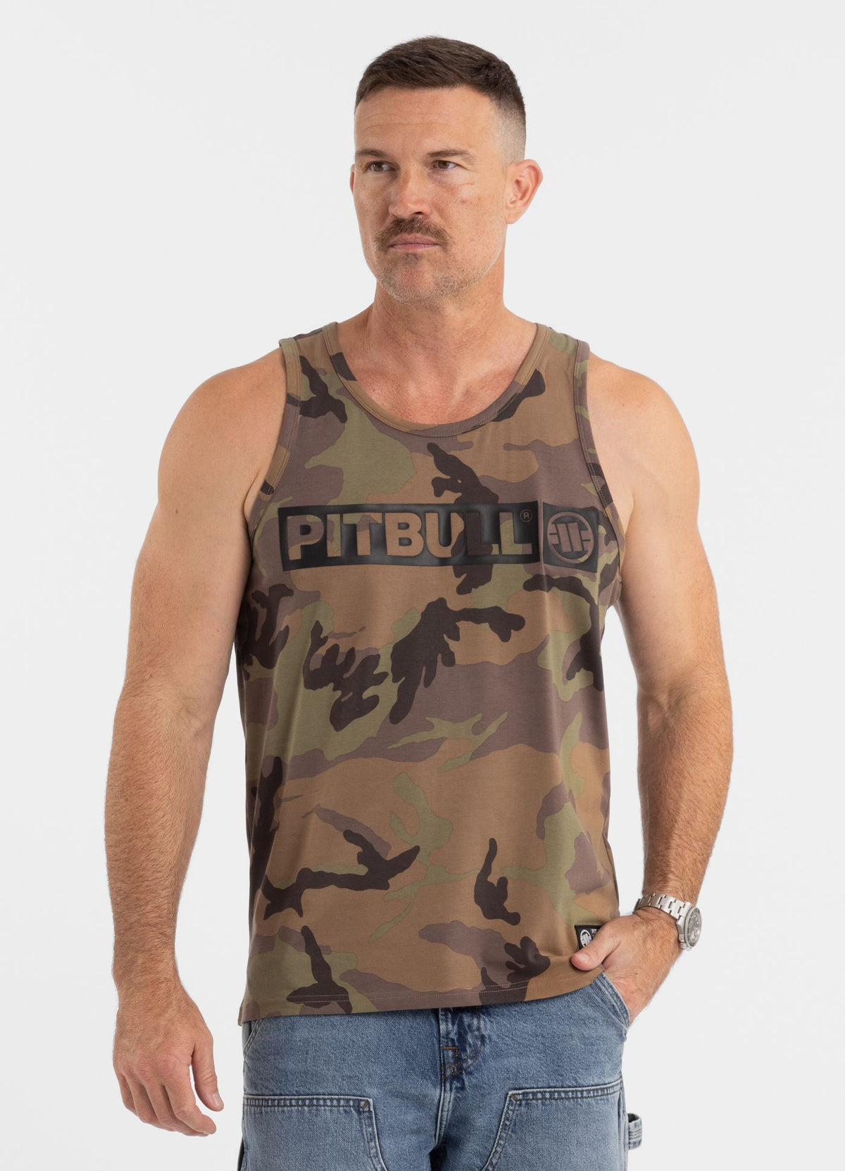 Men&#39;s Tank Top Slim Fit Hilltop - Woodland Camo