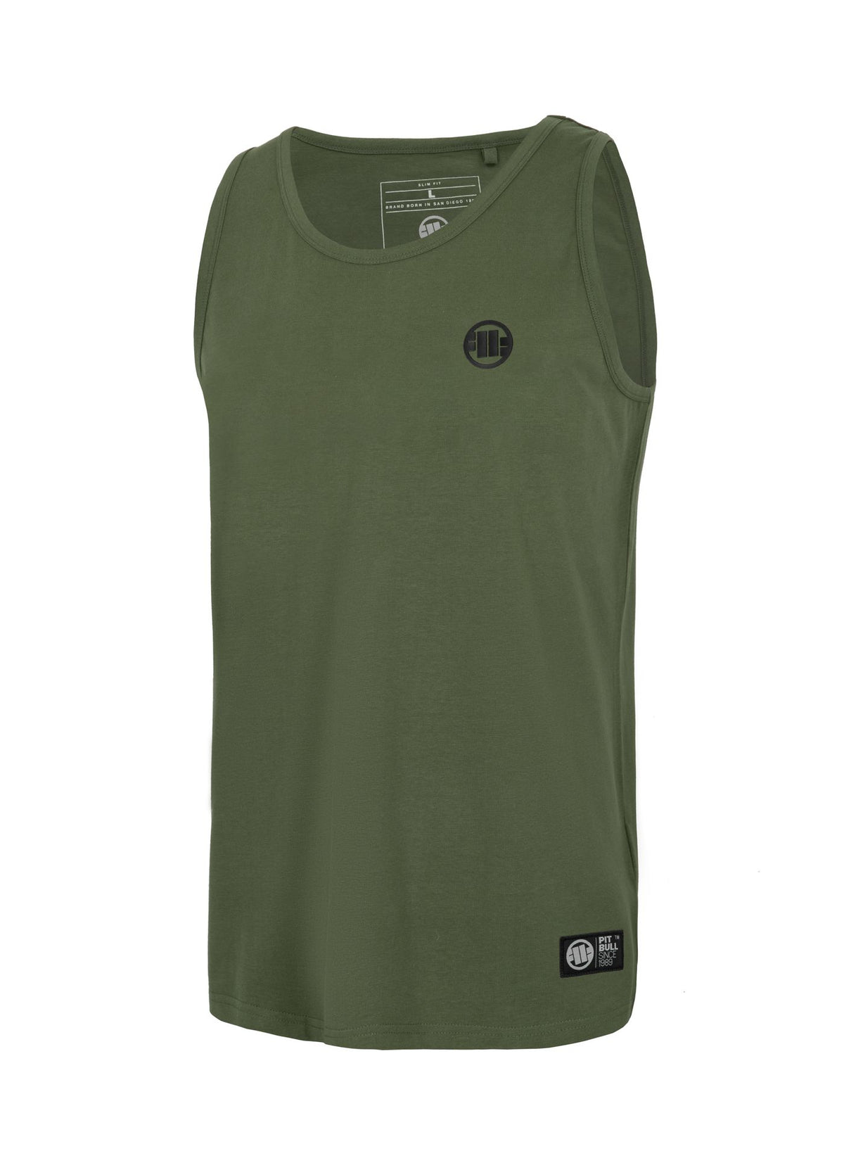 Men&#39;s Tank Top Slim Fit Small Logo - Olive