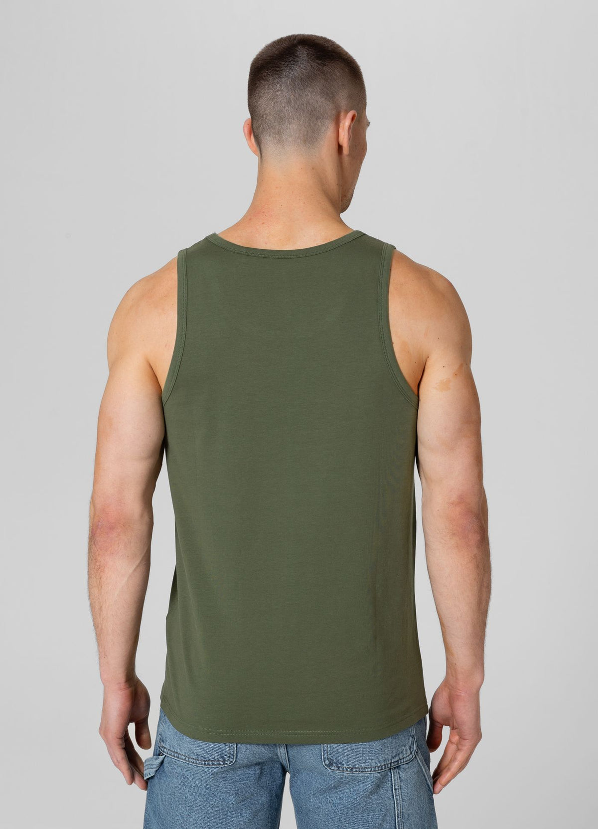 Men&#39;s Tank Top Slim Fit Small Logo - Olive