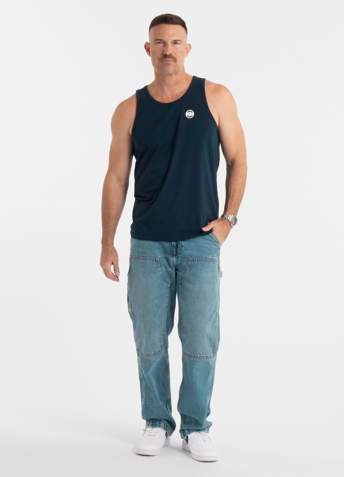 Men's Tank Top Slim Fit Small Logo - Navy