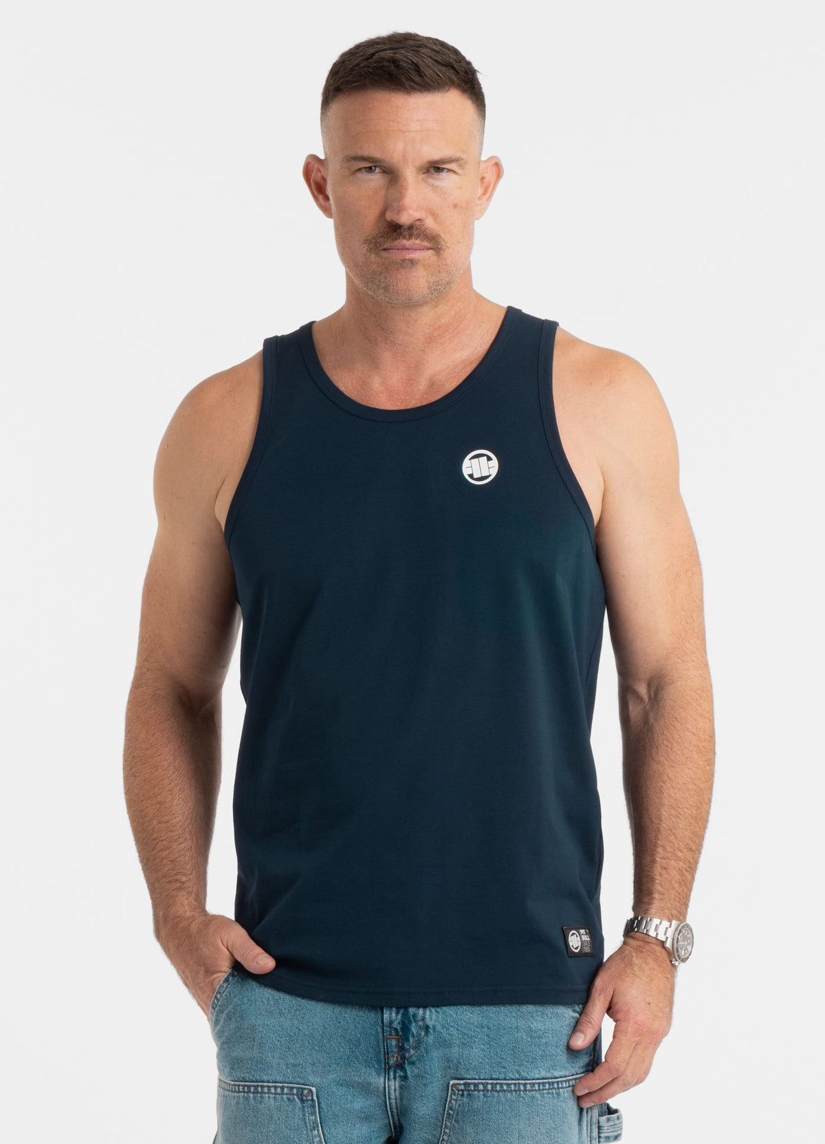 Men's Tank Top Slim Fit Small Logo - Navy