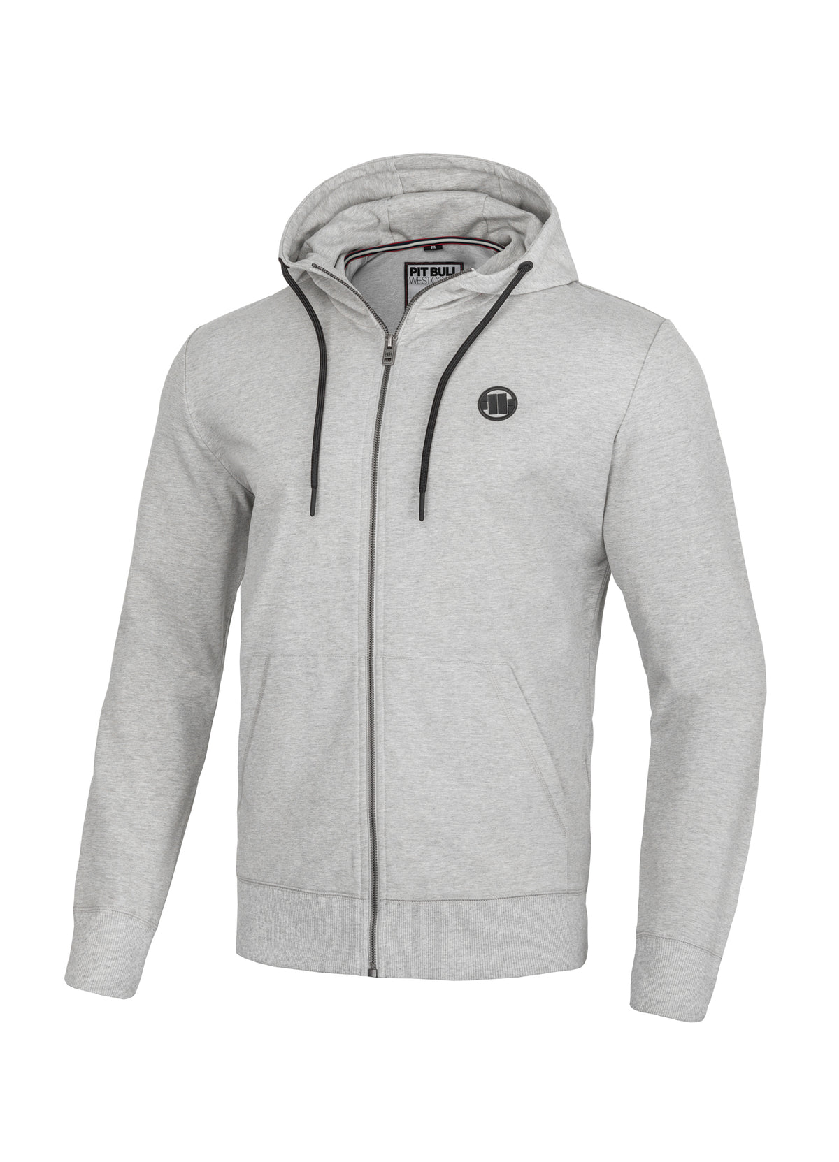 SMALL LOGO FRENCH TERRY 220 GREY ZIP UP HOODIE.