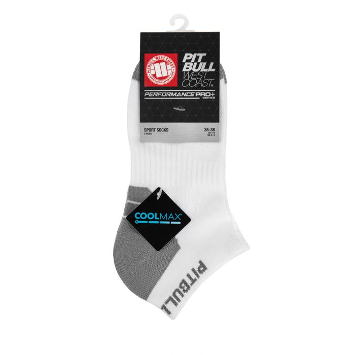 Socks Noshow PitbullSports 2 Pairs White/Grey - Pitbull West Coast U.S.A. 