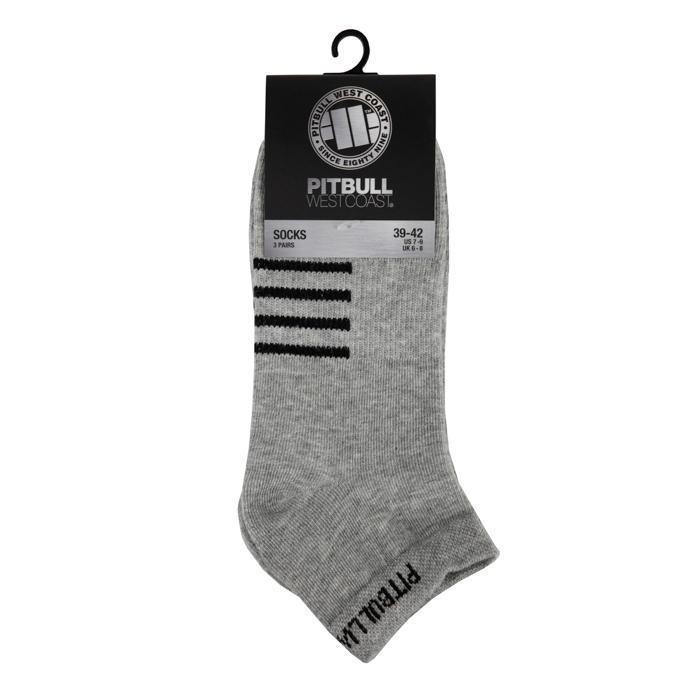 Low Ankle Thin Socks 3pack Grey - Pitbull West Coast U.S.A. 