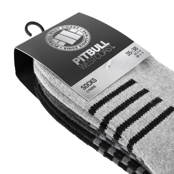 Low Ankle Socks 3pack Black/Grey/Charcoal - Pitbull West Coast U.S.A. 