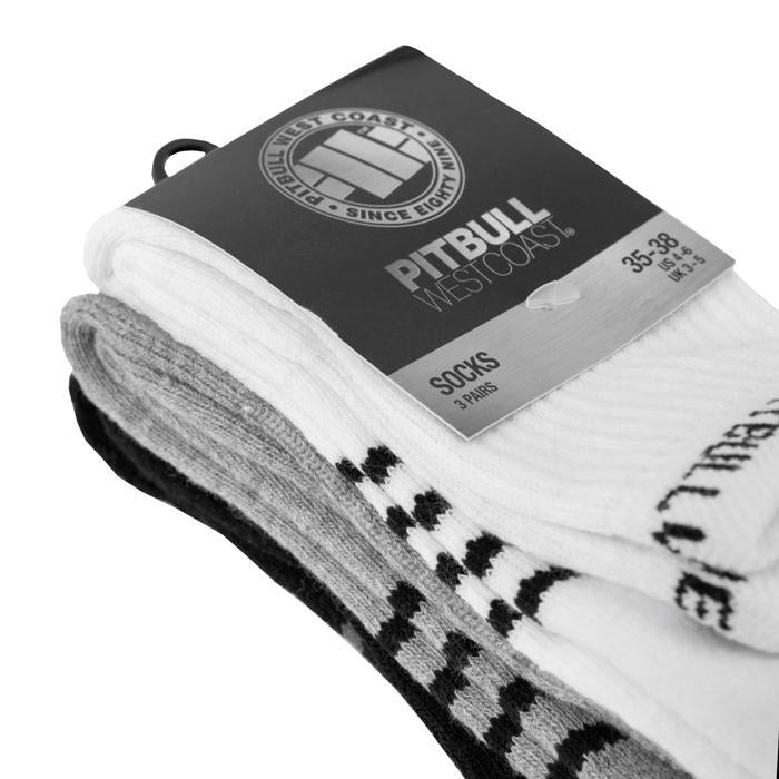 High Ankle Socks 3pack White/Grey/Black - Pitbull West Coast U.S.A. 