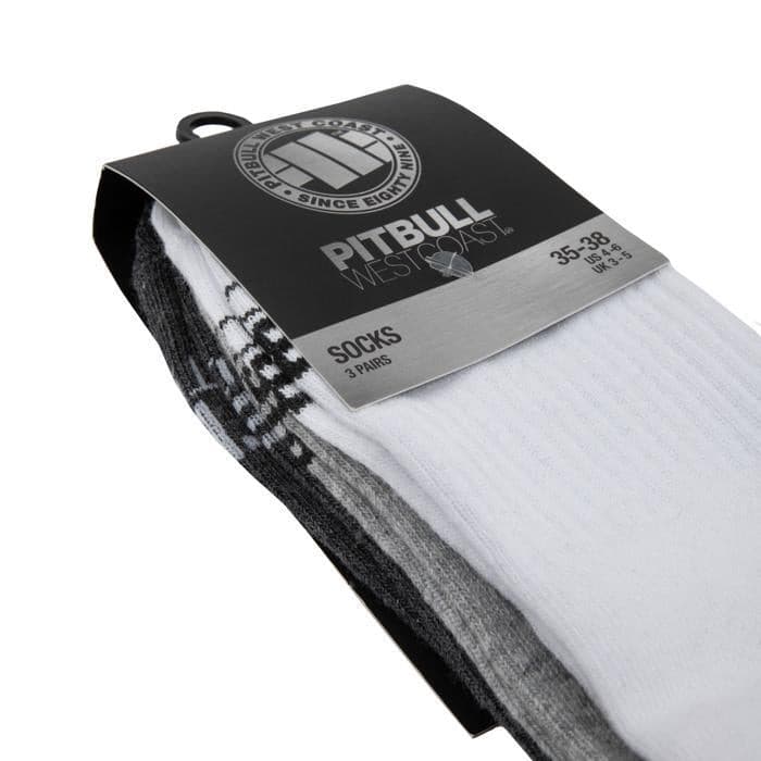 Thin High Ankle TNT Socks 3pack White/Grey/Charcoal - Pitbull West Coast U.S.A. 