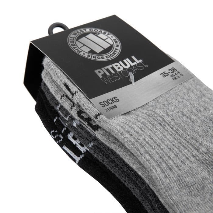 Low Ankle Socks TNT 3pack Grey/Charcoal/Black - Pitbull West Coast U.S.A. 
