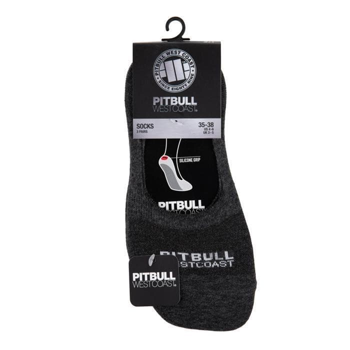 Thin Super No Show Socks 3pack Charcoal - Pitbull West Coast U.S.A. 