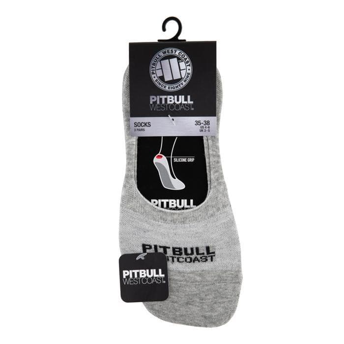 Thin Super No Show Socks 3pack Grey - Pitbull West Coast U.S.A. 