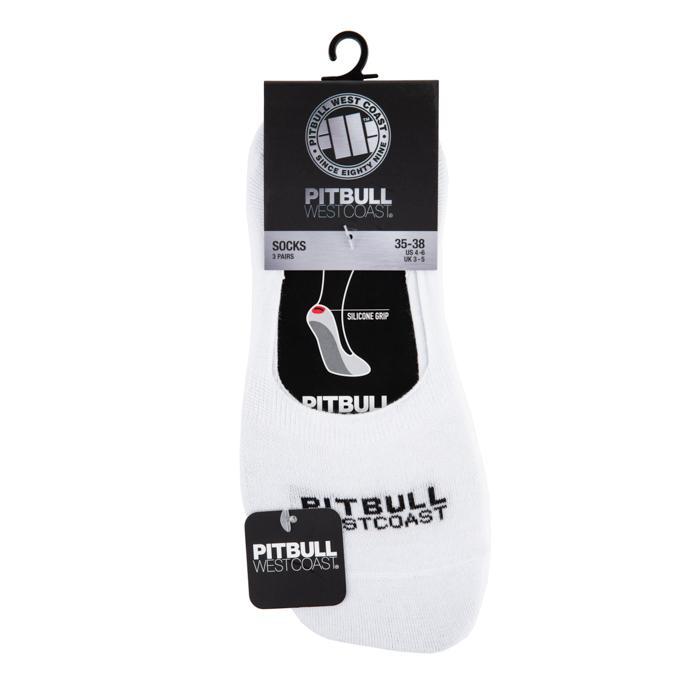 Thin Super No Show Socks 3pack White - Pitbull West Coast U.S.A. 